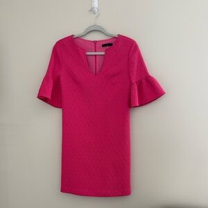 Trina Turk Laguna Ruffle Sleeve Vibrant Pink Mini Dress